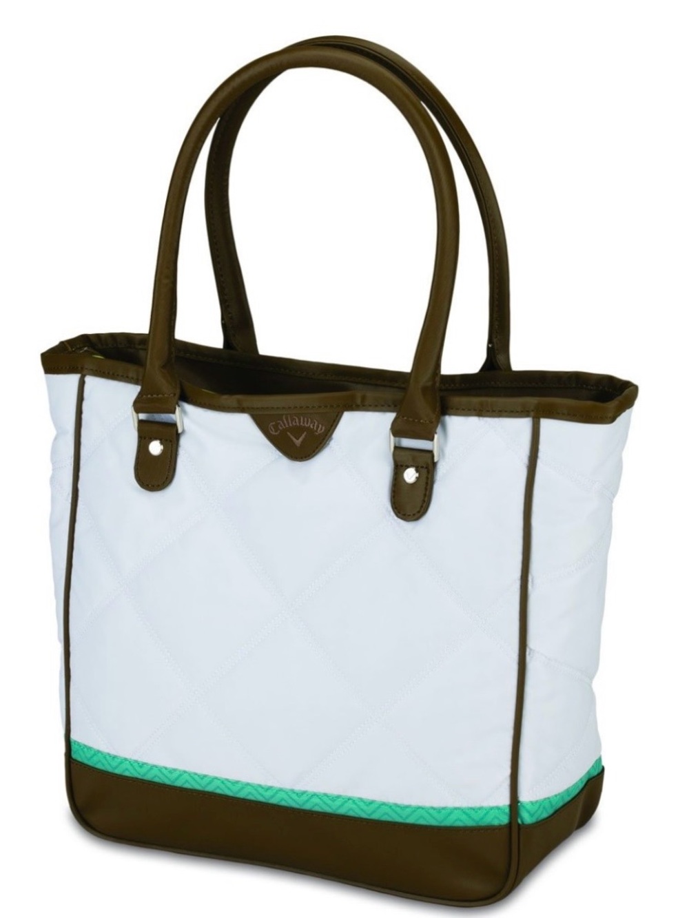 Callaway Uptown White and Brown Tote Bag with Green Accent